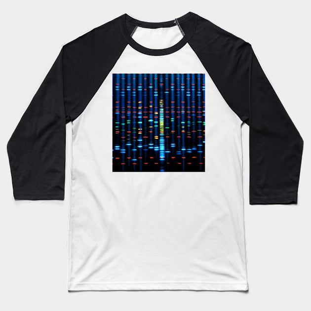 DNA sequence on a computer monitor screen (G210/0734) Baseball T-Shirt by SciencePhoto